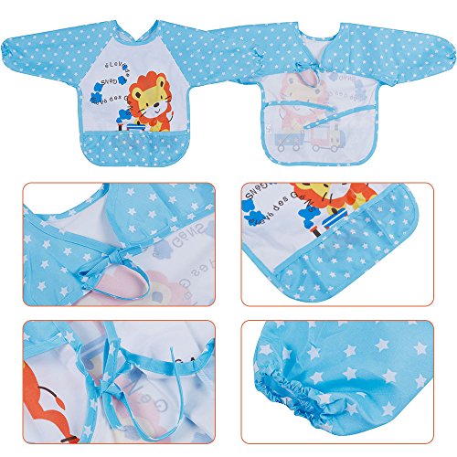 Lictin 2 Set Lätzchen Lätzchen mit Ärmeln Baby Lätzchen Ärmellätzchen Baby Ärmellätzchen Lätzchen Baby Lätzchen wasserdicht - 6