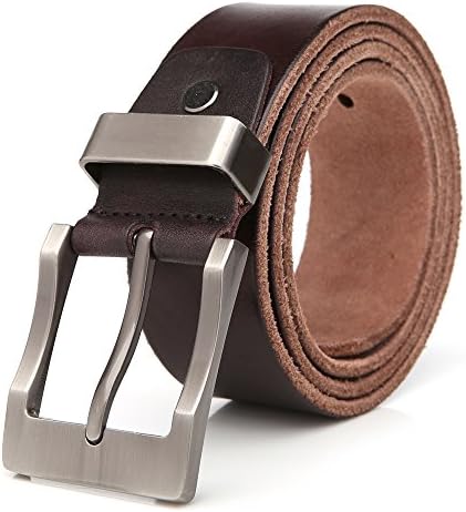 Tekon New Business Men Genuine Leather Belt 1.5" First Layer Cowhide Vintage Classic Jeans Pin Buckle Belts 41"- 49" Free Trim (120cm, Brown)
