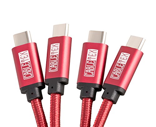 USB C Kabel auf USB 3.0 Typ C Set [2 Stück] 1M Ladekabel Nylon Textilkabel Datenkabel für USB 3.1 Computer und Smartphones wie Nexus 5X, 6P, OnePlus 2, OP 3, HTC 10, MacBook Pro und viele mehr - ROT & ROT