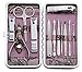 Keiby Citom Professional Stainless Steel Nail Clipper Set - High Quality Nail Tools Manicure & Pedicure Set of 12pcs - Travel & Grooming Kit with Luxurious Case (Pink)