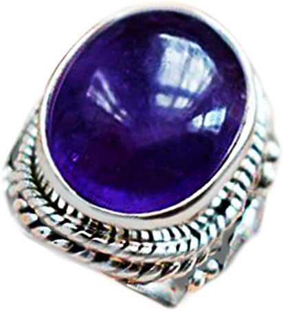 Amethyst Ring - 925 Sterling Silver Purple Lilac Jewelry Unique Gemstone in Boho Bohemian Style , Small Size
