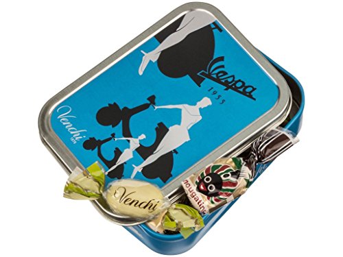 Preisvergleich Produktbild Venchi Vespa kleine Metalldose Blau gefüllt mit verschiedener Nougatine und Nougatelle