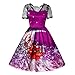 Produktbild Soupliebe Weihnachten Frauen Kurzarm Spitze Patchwork Druck Vintage Kleid Partykleid Abendkleider Cocktailkleid Partykleider Blusenkleid