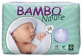 Bambo Nature New Born Size 1 (4-9lb / 2-4kg) Eco Nappies - 28 pieces per pack