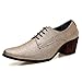 Produktbild TAZAN Leder Herren Kleid Spitz Leder Schuhe Spitze Mode britische Hochzeit hochhackige Partei goldene Nacht Haar Stylist Vier Jahreszeiten atmungsaktive Abnutzung,Gold,41