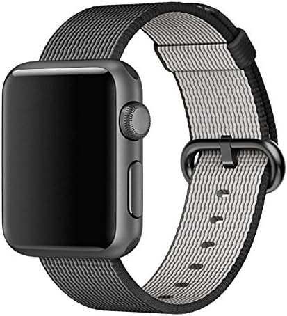 Apple iWatch Band, Finest Woven Nylon Replacement Wrist Band Strap for Apple iWatch Series 3 Series 2 and Series 1 All Models 38mm (Black)
