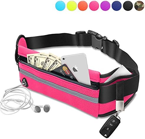 COCOFLY Running Belt Waist Bag Adjustable Fanny Pockets Pack Water Resistant Reflective Adjustable Waistband fit Hiking Running Cycling Camping Climbing Travel phone protection