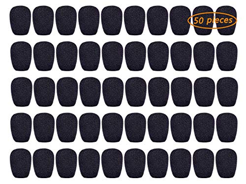 GCOA 50 Piezas Auriculares Micrófono Parabrisas - Cubierta de espuma para micrófono para solapa, lavalier y micrófonos, tamaño mini, negro