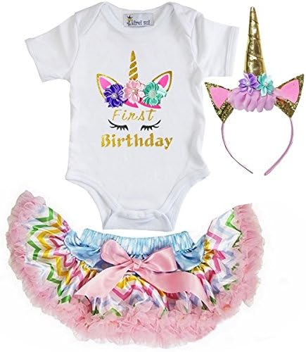 Kirei Sui Baby Birthday Unicorn Bodysuit &amp; Tutu S Chevron