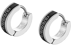 LOTUS STYLE Pendientes Aro Hombre - Aros Acero Inoxidable 316L - Cierre Seguro - Ligeros, Cómodos y Resistentes - Aros Hombre Color Plata 11.75 mm LS2159-4/1