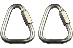 SEIWEI Mosquetón de acero inoxidable, 2 hebillas triangulares de conexión rápida resistente para camping, senderismo, viajes, pesca, mochila