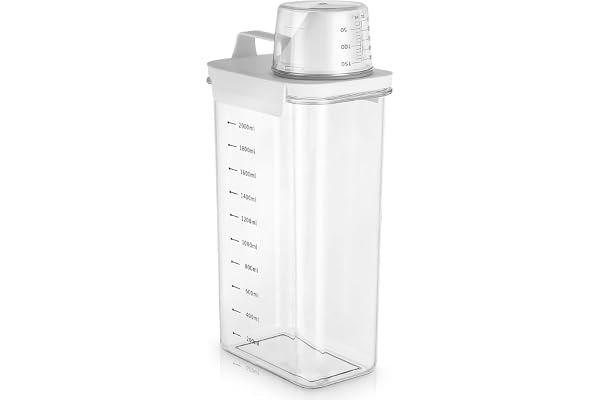 2300ml Distributeur de Lessive Hermétique avec Verre Doseur, Rangement Lessive Multi-usages, Boîte de Rangement de Poudre à Laver, Convient Pour la Poudre à Lessive, La Lessive, Les céréales