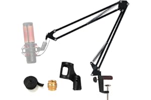 Tentucro Professional Microphone Stand Adjustable Suspension Boom Scissor Arm Studio Desktop Mic Clip Mount Holder for Blue Yeti, Snowball and Other Microphones