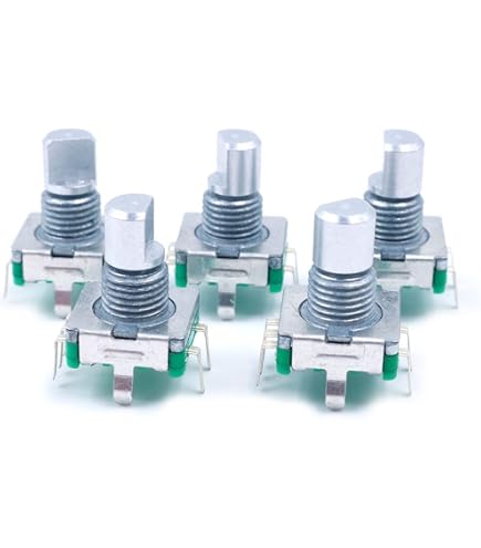 7 Pezzi Interruttori Encoder Rotativi Uxcell, 7 Pin, Albero 6mm, 20 Punti, 360°, Blu/Argento - Foto 6