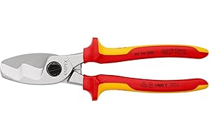 KNIPEX Kabelschere mit Doppelschneide auf SB-Karte verchromt isoliert mit Mehrkomponenten-Hüllen, VDE-geprüft 200 mm, 95 16 200 SB