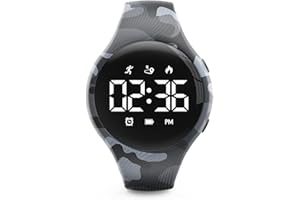 FOCWONY Digital Waterproof Pedometer Watch, Fitness Tracker, Step Counter, Distance, Vibrating alarm clock, Stopwatch, Great Gift for for Kids Childrens Teen Girls Boys Women