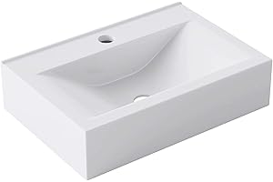 doporro Lavabo Vasque à Poser ou Monter au Mur Lave Mains Suspendu Design Brüssel118 45x30,5x10,5cm
