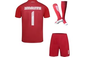 Hawkara Maillot de gardien de but Donnarumma Italie #1 - Maillot de football pour enfant - Maillot et short - Chaussettes - Tailles jeunes