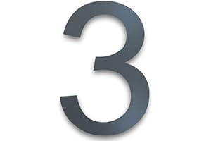 MOLVCE Numéro de Maison inox Hauteur: 20cm, moderne Plaque de Numéro de Maison Exterieur RAL 7016 anthracite, 2mm épaisseur, métal Numéro de Rue en acier inoxydable - Arial, numéro 3