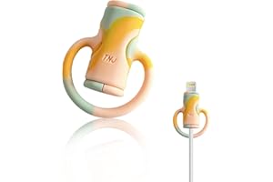 Viilich Protezione del Cavo Dati 2 in 1 e organizzatore del Cavo,Strumenti di archiviazione ad Alta Protezione Elastica Anti-Rottura,protezione della linea dati del telefono(Giallo blu)