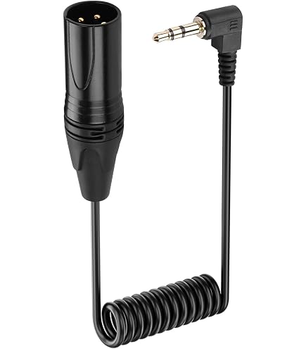 Câble Audio Enroulé XLR Mâle Vers Jack 3,5 Mm TRS à Angle Droit - Pour Microphone, Enregistrement, Mixage