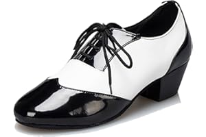 LITNERMIA Mens Lace-up Leather Latin Chacha Tango Jazz Rumba Ballroom Modern Dance Shoes