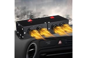 ‎RILOER Riloer 12V 500W Tragbare Auto-Autoheizung - Defroster Demister 4 Ports Warmlüfter - Geeignet für allgemeine Fahrzeugtypen - Schnelle Heizung