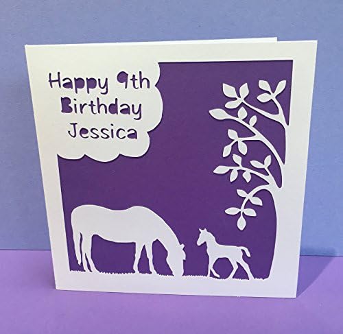 Horse Card - Personalised Birthday Card - Paper Cut - Horse - Pony - for a girl, boy, niece, nephew, daughter, Wife, Girlfriend, Teenager