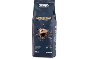 De'Longhi DLSC618 Caffè in grani 100% Arabica CAFFE’ CREMA per Macchine da Caffè, 1kg, Made in Italy, Tostatura chiara,Aroma intenso, Origine Brasile, India, Etiopia
