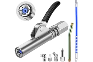 URAQT Set di 7 Pezzi Pistole per Grasso, 12000 PSI Bocchino per Pistola per Grasso a Sgancio Rapido con Una Sola Mano, con 30cm Tubo Flessibile, Compatibile con Tutti i Tipi di Ingrassatori