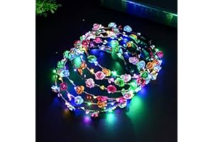 WHSCWP LED Flower Crowns, 8 Lighted LED Flower Headbands, Lighted LED Flower Headbands, Women's Headwear for Christmas, Halloween, Lighted Party, Wedding Decorations