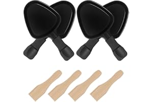 BOJIUSARL 4PCS Poelon Raclette Carré avec Revêtement anti-adhésif avec Poignée Isolée et 4 Pelle,Portable Plateau de cuisson Pour Omelette au Fromage Fondu