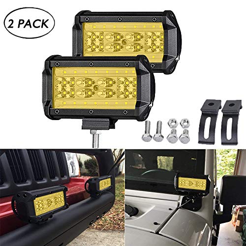 YGL Faro da Lavoro, 12V/24V 16000LM Luci Off Road IP68 Impermeabile 6000K Flood and Spot Luce di Profondità' a Led Luci di Lavoro Fuoristrada Quadrate a Led per Off Road Moto SUV ecc(Luce Giallo)
