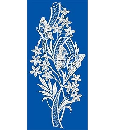 Plauener Spitze Fensterbilder – 1 Paar Vögelchen, Mehrfarbig, 12x17 Cm, Handwäsche, Dekorativer Fensterschmuck