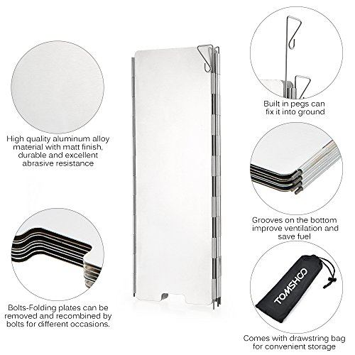 TOMSHOO 8 Stücke Outdoor Aluminium Windschutz für Alle Arten von Feuerstellen BBQ Windschutzscheibe - 5