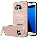 Produktbild Halter Für Samsung Galaxy S7 Edge/G935F/S7 Edge Duos Phone Cover Case ISENPENK Samsung Galaxy S7 Edge/G935F/S7 Edge Duos Hülle Silikon,3-in-1 Ultra TPU Schutzhülle Muster Tasche Halterung Mit Kreditkartenslot Ständer Stand Halterungsschale[Rosa]