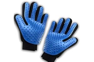 HEQUN Guanto Spazzola per Gatti Cani - 2 Pezzi Guanto massaggiante per Cani Gatti - Guanto Magico per Spazzolare i Peli Perfetto per Taglia Piccola, Media e Grande e Pelo Lungo e Corto（Blu (Blu)