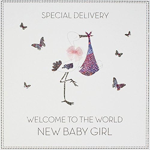 Welcome To The World New Baby Girl - Large Handmade New Baby Card - BLY32