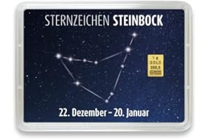 Goldstücke24 - Goldbarren mit Sternzeichen in Motivbox - Tolle Geschenkidee - Echtheitsgarantie (Steinbock: 22. Dezember - 20. Januar, 1g Gold)