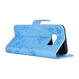 FESELE Glitzer Blume Schutzhülle für [Samsung Galaxy S8 Plus] Schmetterling Kristall Glitzer Diamant Strass Butterfly Brieftasche Hülle Leder Tasche Flip Handyhülle mit Magnetverschluss, Samsung Galaxy S8 Plus Luxus Shiny Glanz Sparkle Glänzend Wallet Case Kartenfach Ledertasche Leder-Mappen-Karten-Slot-Abdeckung mit Standfunktion für Samsung Galaxy S8 Plus + Blau Eingabestift Stylus Touch Pen-Butterfly,Blau - 4