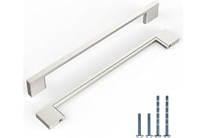 Coinkoly 10 Pezzi Maniglie per Mobili da Cucina Foro 192 mm, Nichel Spazzolato,per Armadietti e Cassetti CK-EU0016