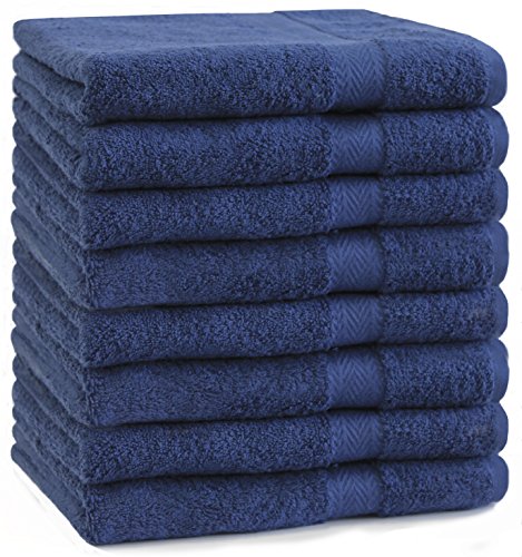 Betz 8 Stück Handtücher Set Handtuch Premium 100% Baumwolle 8 Stück Handtuch Größe 50x100 cm Farbe dunkelblau