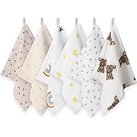 Norinori Baby Msulin Washcloths Newborn Face Towel - Baby Muslin Burp Cloths 10pack Soft Absorbent Natural Cotton Wash Towel 10 X10 Baby Bath Towels Wi