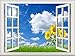 Produktbild GAOJIAN 3D gefälschte Fenster verziert Wand hängende falsche Fenster Wandaufkleber Pastoral Aufkleber wasserdicht Anti - Ruß Höhe 75cm x Breite 100cm