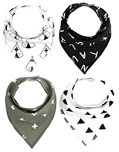 Tolooggo Baby Dreieckstuch Baumwolle Lätzchen Wasserdicht Spucktuch Mit Druckknöpfen Doppellagig Saugfähig ,4er