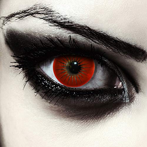 Lentillas de color rojo para Halloween vampiro lentillas sin dioprtías / corregir + gratis caso de lente 