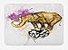Produktbild Elephant Bath Mat, Giant Elephant Design on Minimalist Ball with Watercolor Flowers on Head Art Print, Plush Bathroom Decor Mat with Non Slip Backing, 23.6 x 15.7 Inches, Multicolor