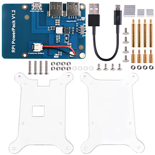 For Raspberry Pi 3 Kuman Lithium Battery Pack Expansion Board RPi Power Pack Power Supply+ USB Cable + 2 layer Acrylic Board for Pi 3 2 Model B B+ A A+ KY68C