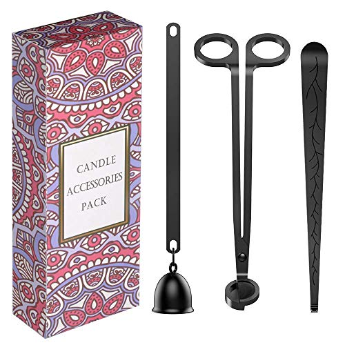 Ronxs - Juego de Herramientas 3 en 1 para Velas, Acero Inoxidable, Incluye cortavelas, Tijeras para Mecha y para Velas, Accesorio para casa, Boda, Fiesta