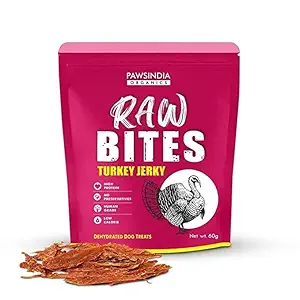 PAWSINDIA ORGANICS Raw Bites Turkey Jerky, 100% Natural Dehydrated Dog Treats, Healthy Snacks Training, High Protein, Low Calorie for All Breed Sizes